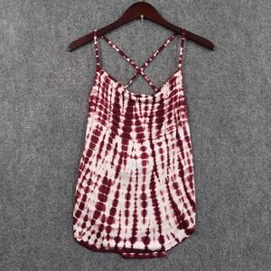 Chasor Tank Top Womens M Red Tie Dye Criss Cross Strap Cami Summer Boho Festival